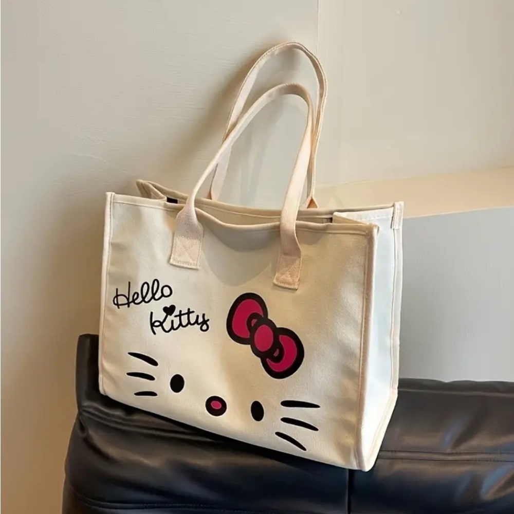 Hello Kitty Cream and Red Tote Bag with Iconic Design